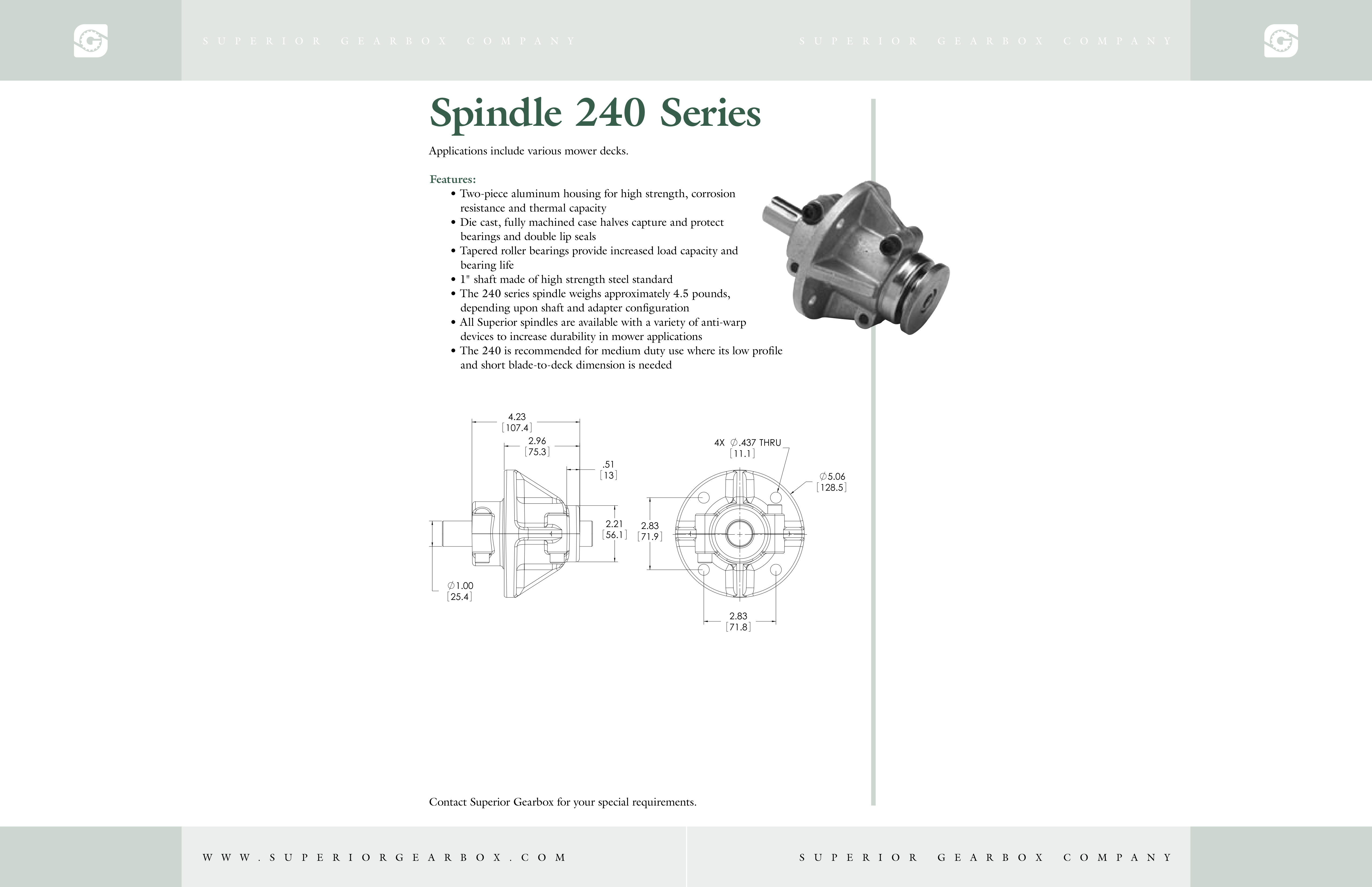 S240 Spindle Series Brochure Image